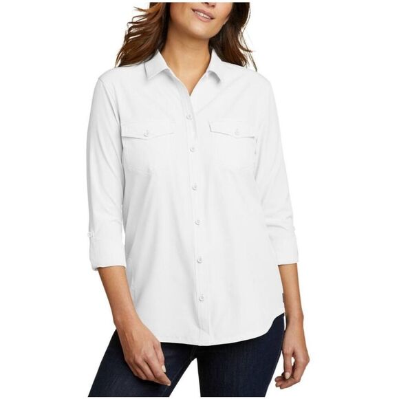 Eddie Bauer White Button Down Departure Perfect Travel Shirt Size XXL - Picture 1 of 6